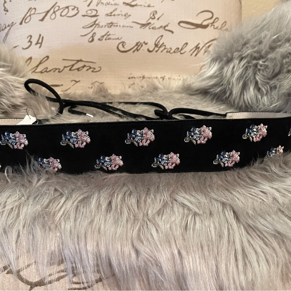 NWOT White House Black Market Black Floral Obi Belt - Picture 4 of 11